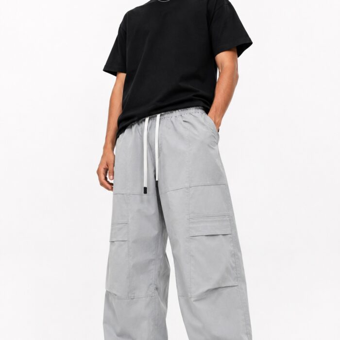 Baggy Fit Textured Trousers